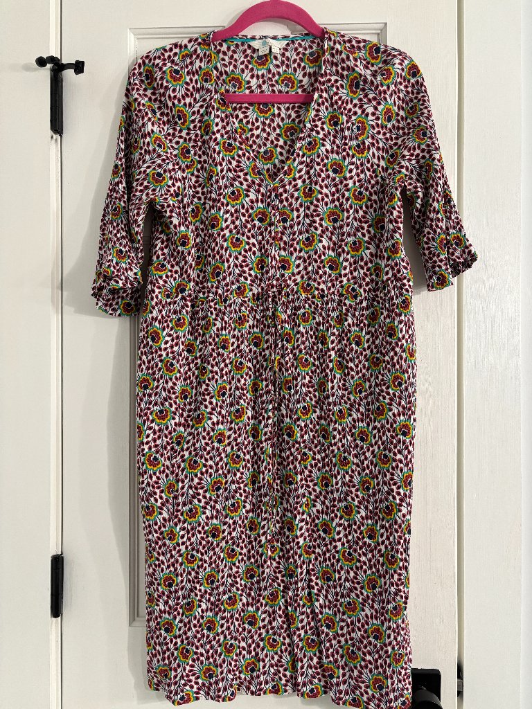 Boden Floral V-Neck Midi Dress Boho - Size 6